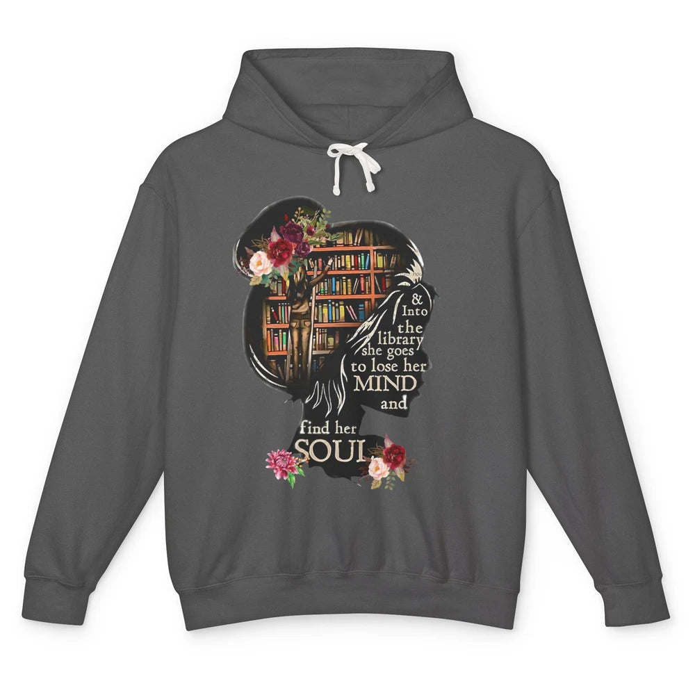 Bookish Into The Library She Goes Booknerd Reading Librarian Unisex Lightweight Hoodie