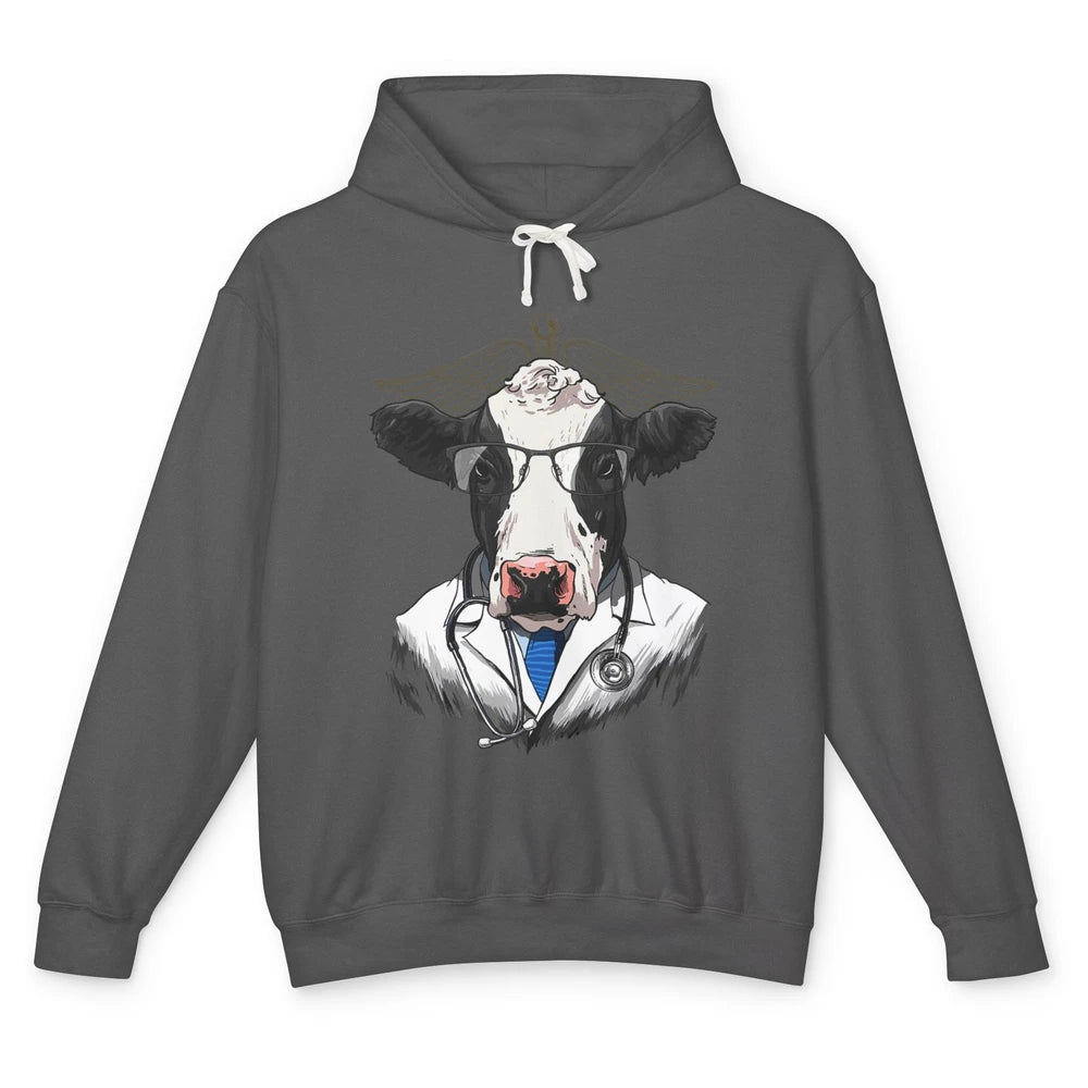 Funny Cow Vet Doctor Physician Surgeon Vet Tech Veterinarian Unisex Lightweight Hoodie