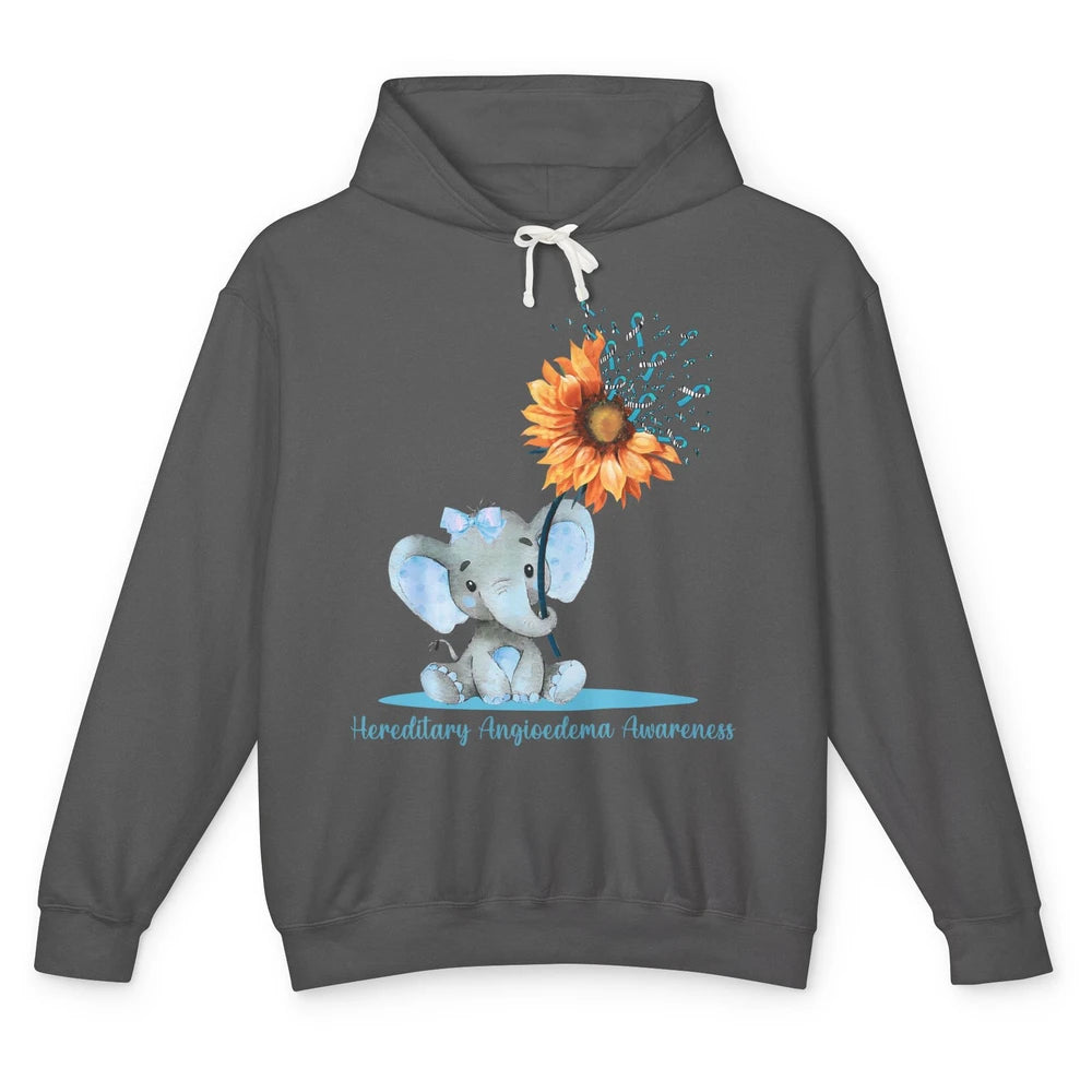 Hereditary Angioedema Awareness Ribbon Baby Elephant Daisy Unisex Lightweight Hoodie