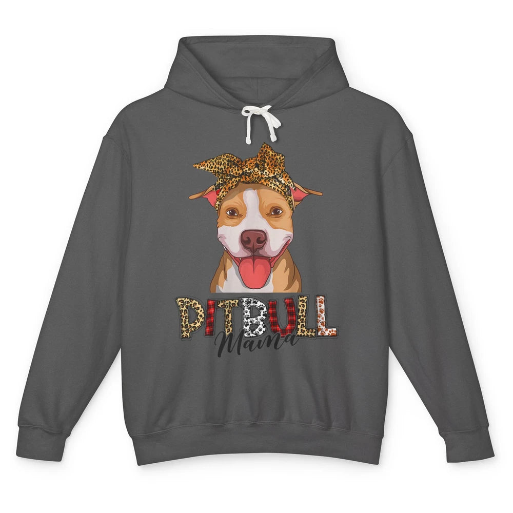 Cute Pitbull Mama Leopard Mothers Day Funny Pittie Women Dog Unisex Lightweight Hoodie