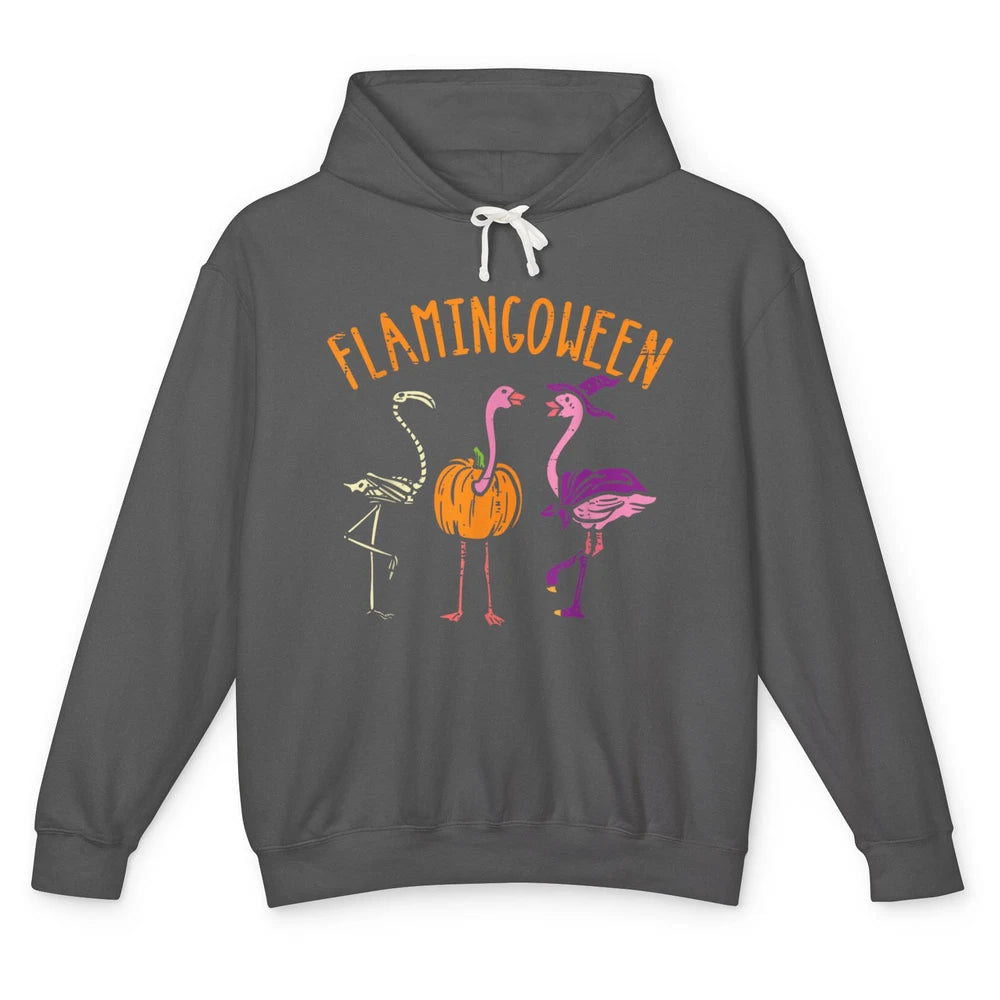 Funny Witch Flamingo Pumpkin Skeleton Halloween Spooky Boo Unisex Lightweight Hoodie