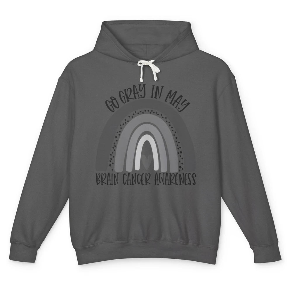 Brain Cancer Awareness Go Gray In May Gray Rainbow Heart Unisex Lightweight Hoodie