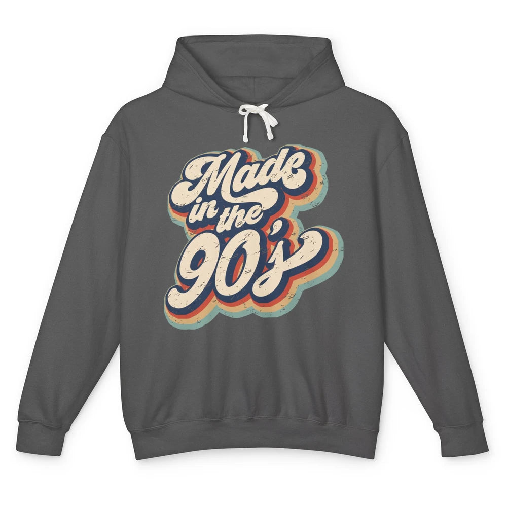 Retro Vintage Made In The 90's 1990s Born Birthday Day Gift Unisex Lightweight Hoodie