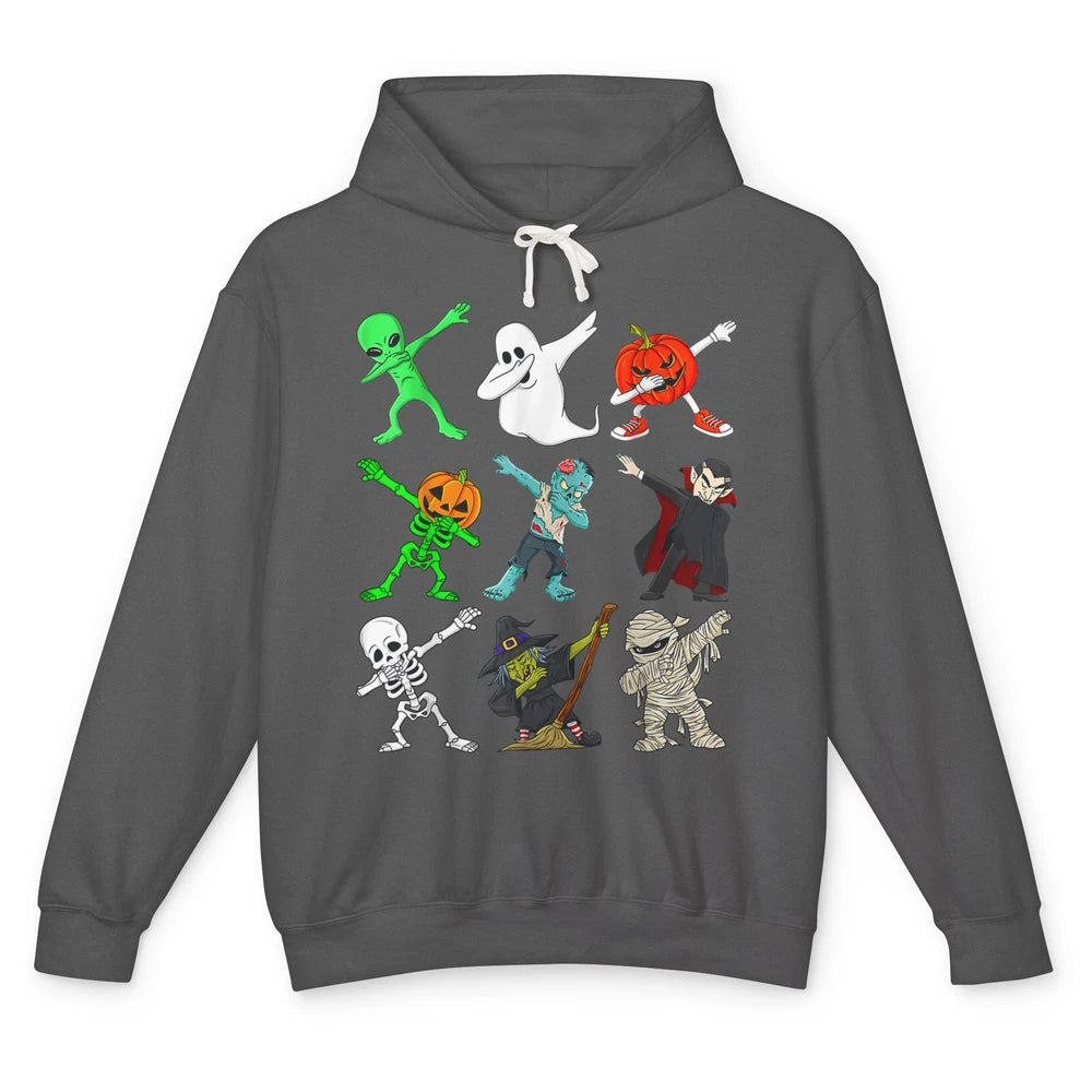 Funny Dabbing Skeleton Witch Monster Halloween Spooky Party Unisex Lightweight Hoodie