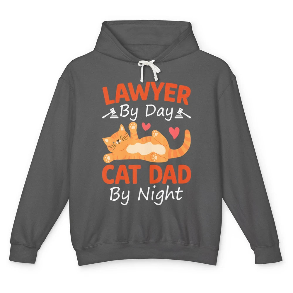 Funny Lawyer By Day Cat Dad By Night Pet Owner Joke Father Unisex Lightweight Hoodie