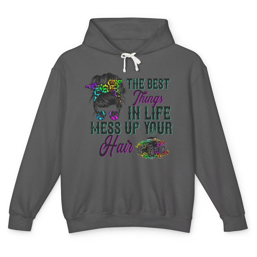 Messy Bun Mess Up Hair UTV SXS Life Rider Offroad Leopard Unisex Lightweight Hoodie