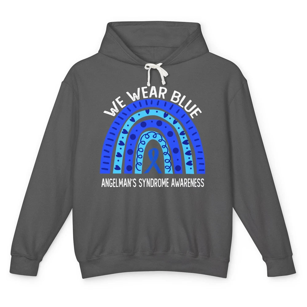 We Wear Blue For Angelman's Syndrome Blue Ribbon Rainbow Unisex Lightweight Hoodie