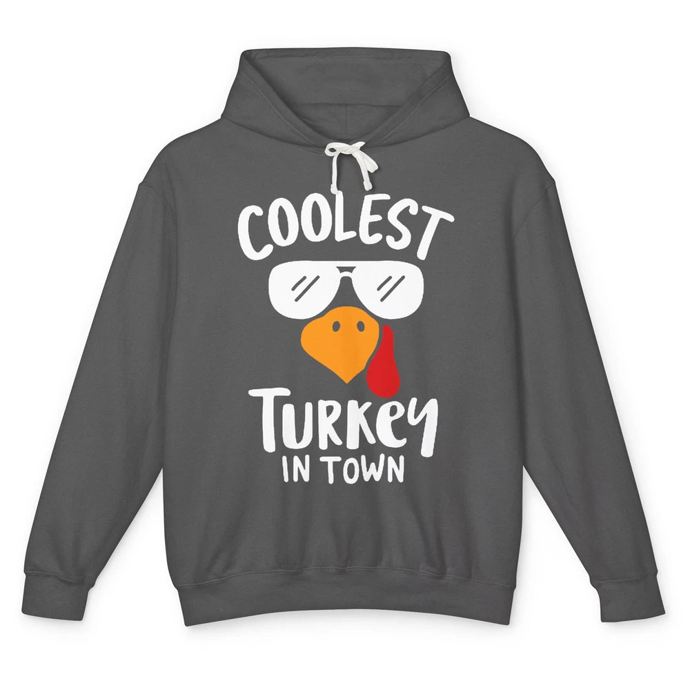 Coolest Turkey in Town Thanksgiving Dinner Funny Turkey Day Unisex Lightweight Hoodie