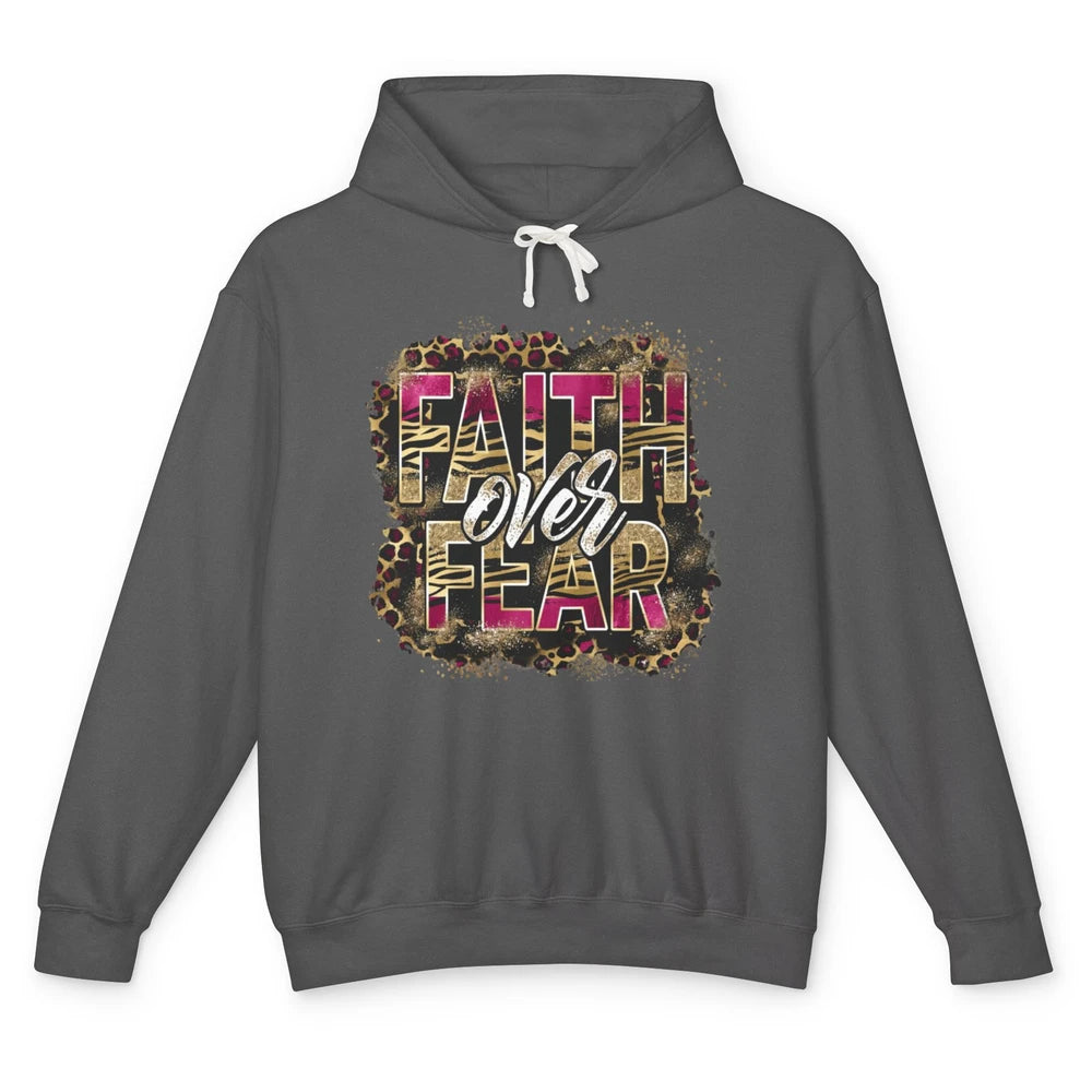 Leopard Faith Over Fear Christian Jesus Christ God Bible Unisex Lightweight Hoodie