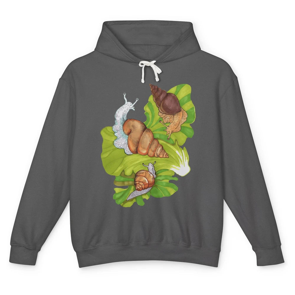 Cool Snail Shell Happy Snails On Leaf Life Watercolor Animal Unisex Lightweight Hoodie