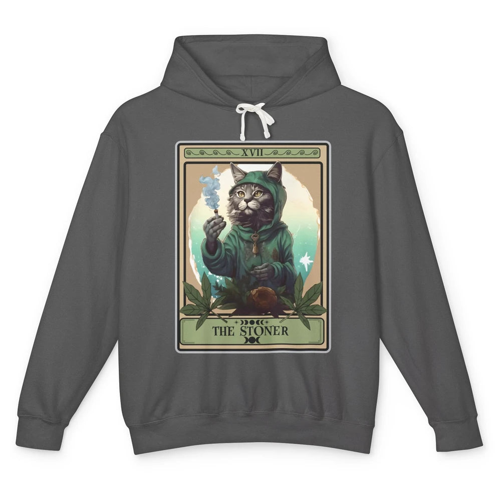 Vintage The Stoner Cat Tarot Card Weed Cannabis Marijuana Unisex Lightweight Hoodie