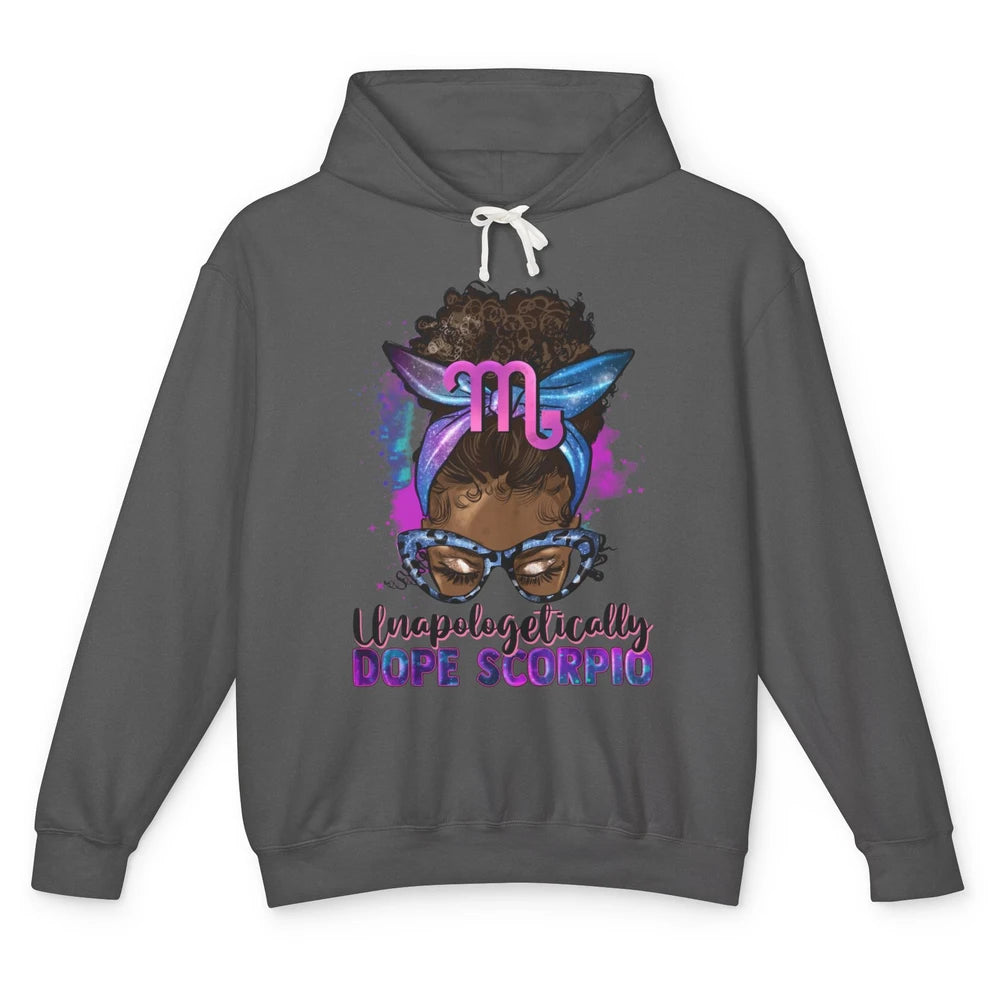 Afro Scorpio Queen Galaxy Horoscope Messy Hair Black Woman Unisex Lightweight Hoodie