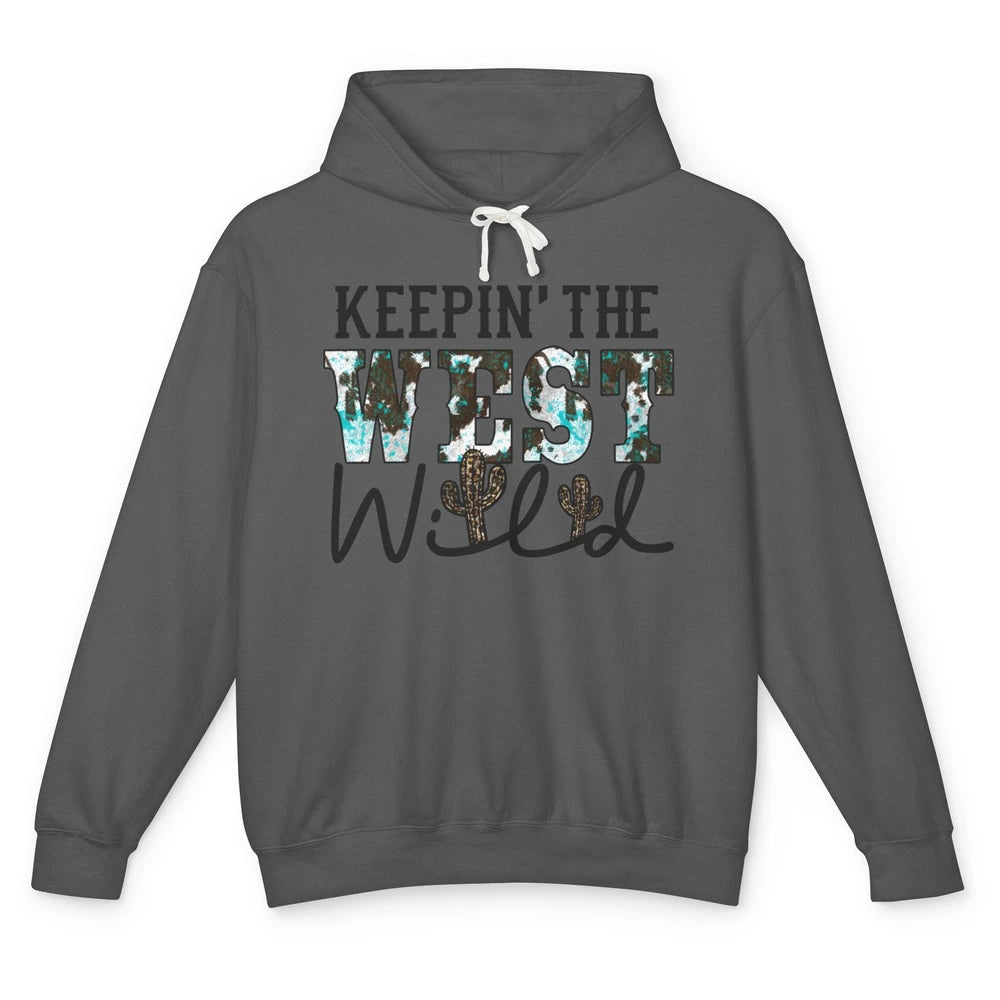 Leopard Cactus Keeping The West Wild Western Country Cowboy Unisex Lightweight Hoodie