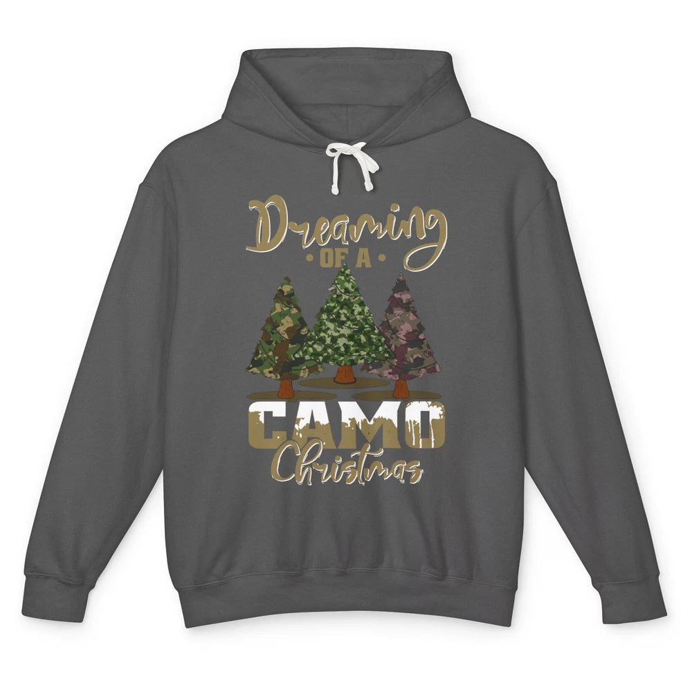 Christmas Tree Dreaming Of A Camo Christmas Veteran Gift Unisex Lightweight Hoodie