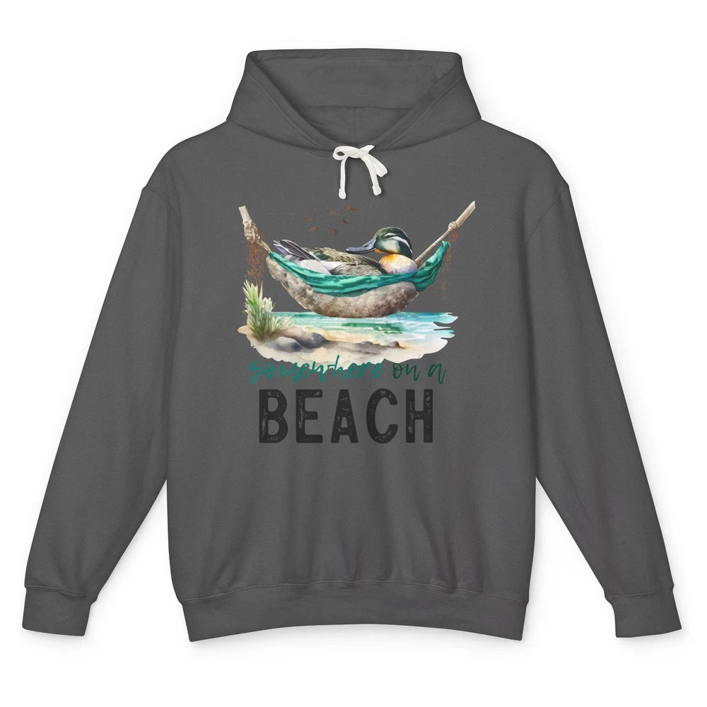 Mallard Duck Somewhere On A Beach Funny Duck Hunting Summer Unisex Lightweight Hoodie