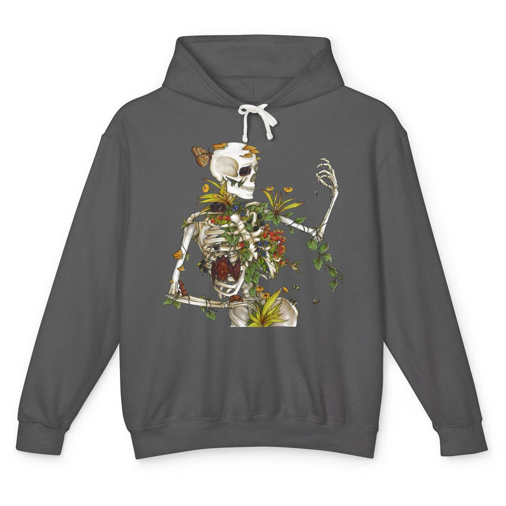 Skeleton Plant Bones and Botany Gardening Plant Lovers Unisex Lightweight Hoodie