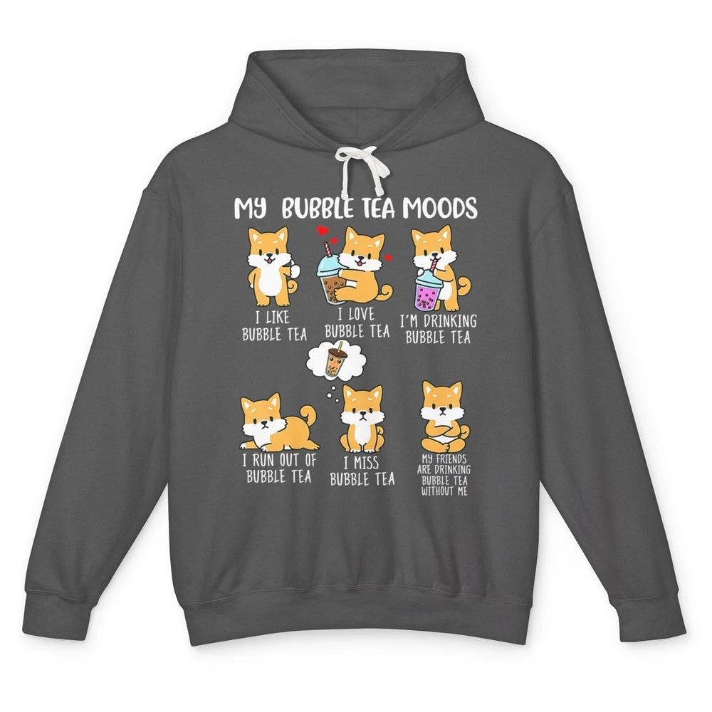 Funny Shiba Inu Bubble Tea Mood Dog Kawaii Cute Puppy Anime Unisex Lightweight Hoodie