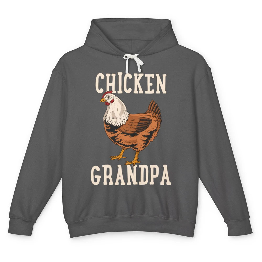 Retro Chicken Grandpa Funny Grandfather Vintage Farm Animal Unisex Lightweight Hoodie