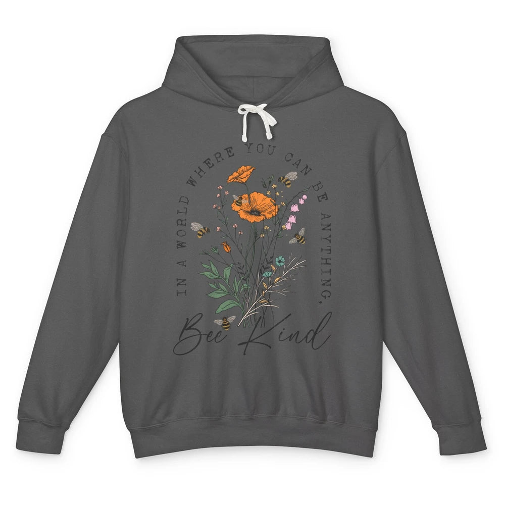 Vintage Bee Kind Daisy Minimalist Positive Mind Wildflower Unisex Lightweight Hoodie