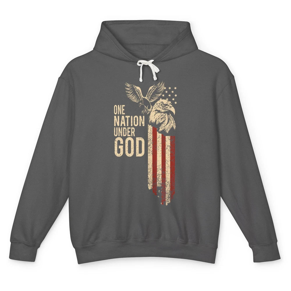 One Nation Under God Flag 4th Of July Independence Patriotic Unisex Lightweight Hoodie