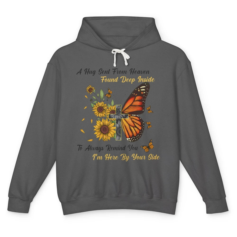 Butterfly Sunflower Jesus Cross Im By Your Side Heaven Angel Unisex Lightweight Hoodie