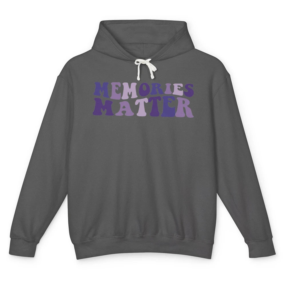 Alzheimer Awareness Groovy Memories Matter Purple Warrior Unisex Lightweight Hoodie