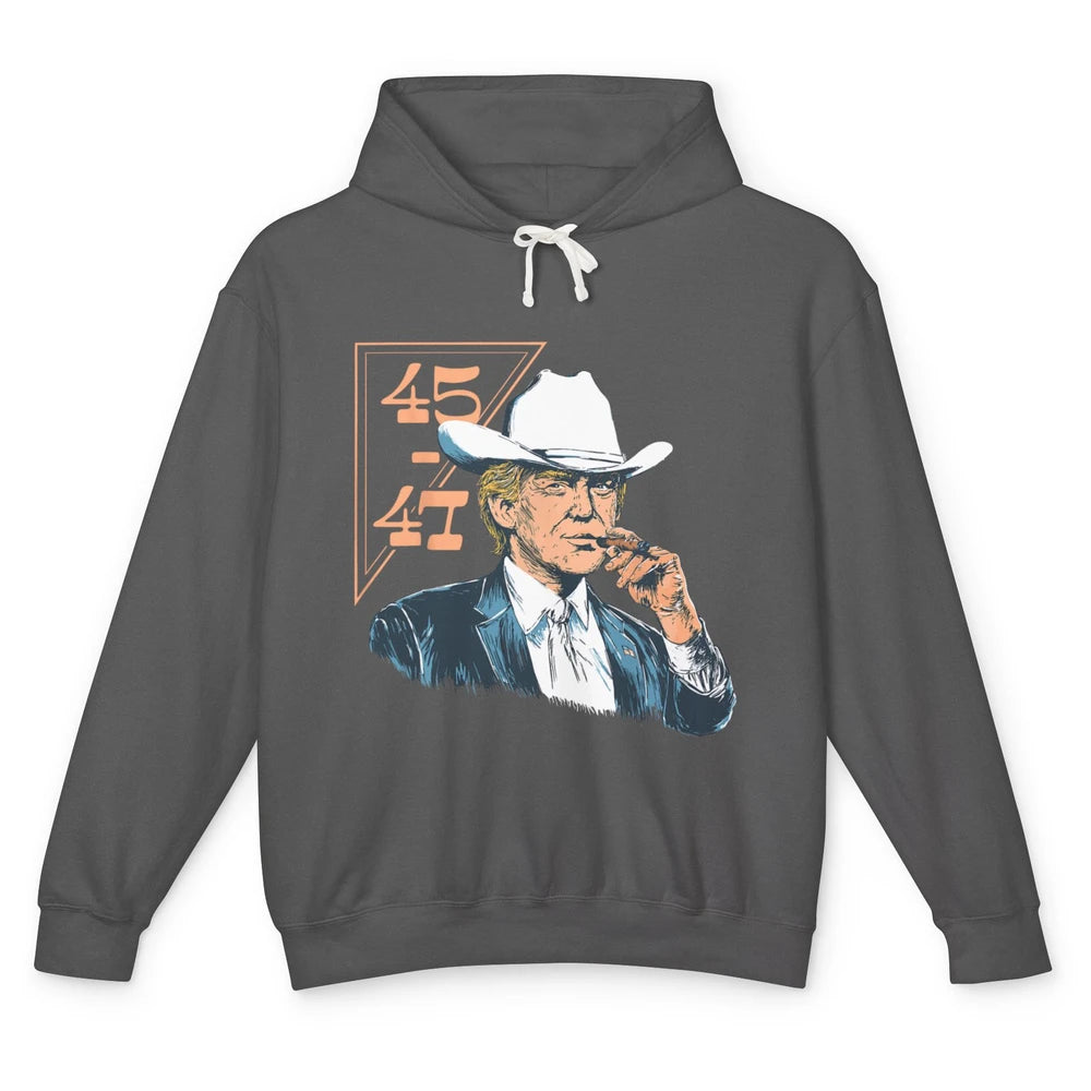 Donald Trump 2024 45 47 Vintage Cowboy Rodeo Western Country Trump Political Unisex Lightweight Hoodie