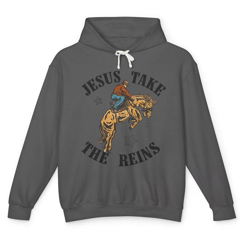 Rodeo Cowboy Horsing Jesus Take the Reins Western Country Unisex Lightweight Hoodie