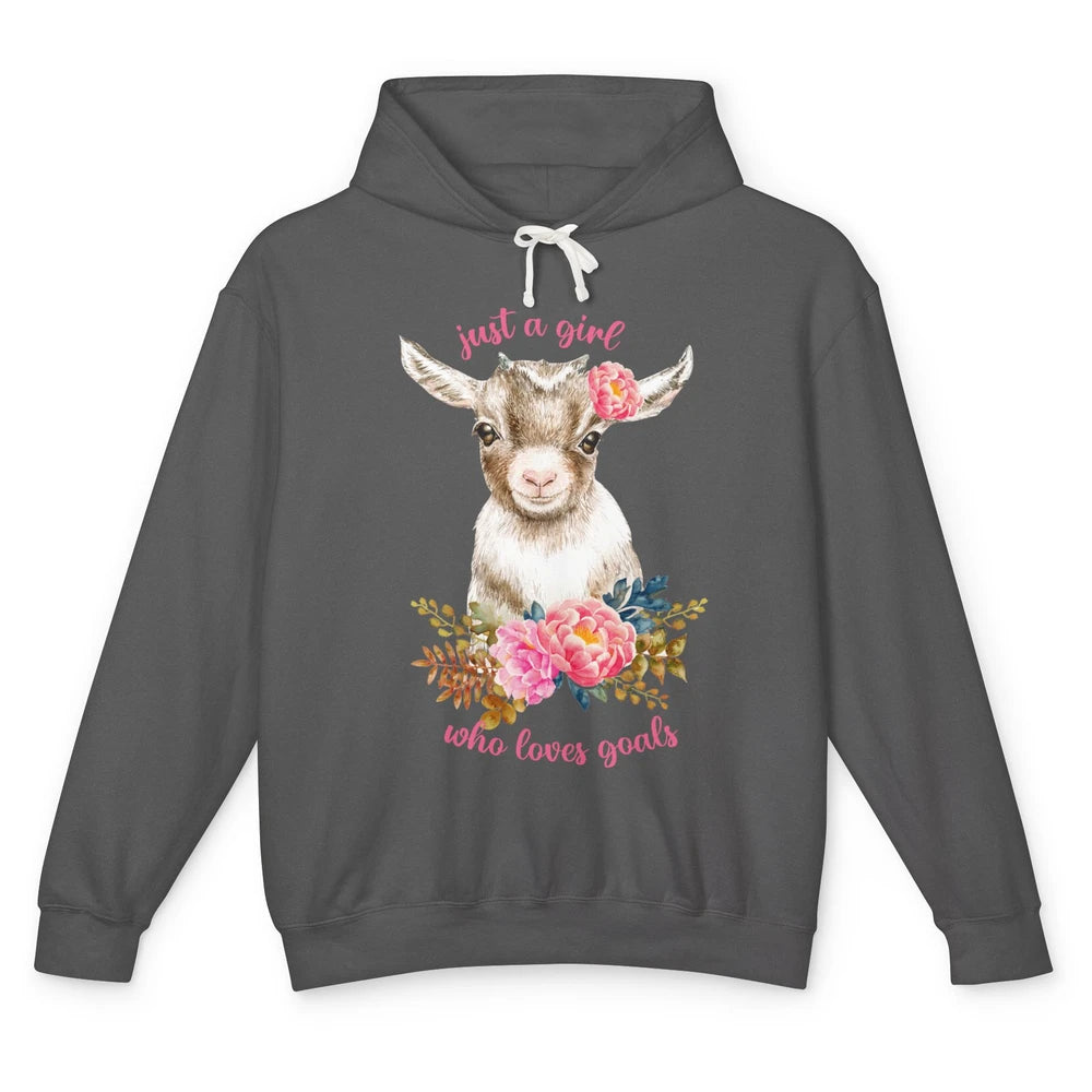 Floral Goat Mom Just A Girl Who Loves Goats Farmers Gift Unisex Lightweight Hoodie