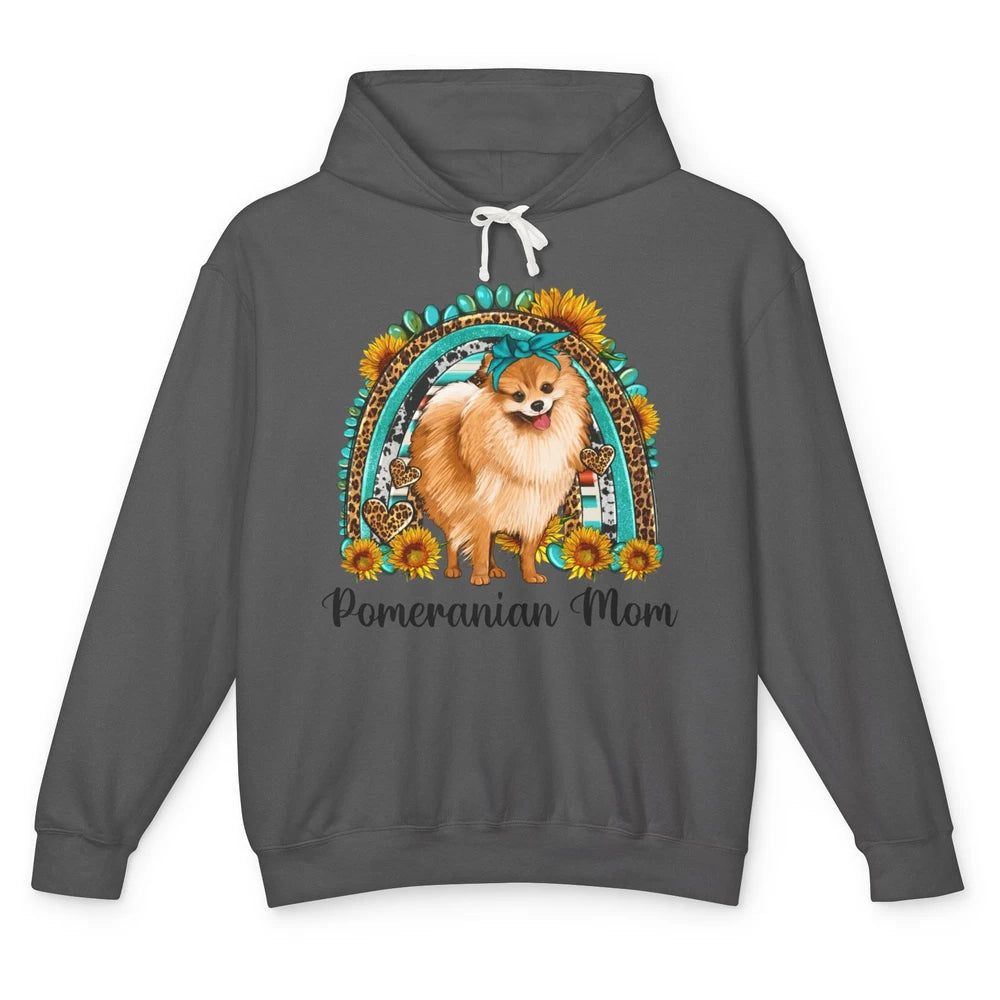 Sunflower Leopard Pomeranian Mom Rainbow Gemstone Western Unisex Lightweight Hoodie