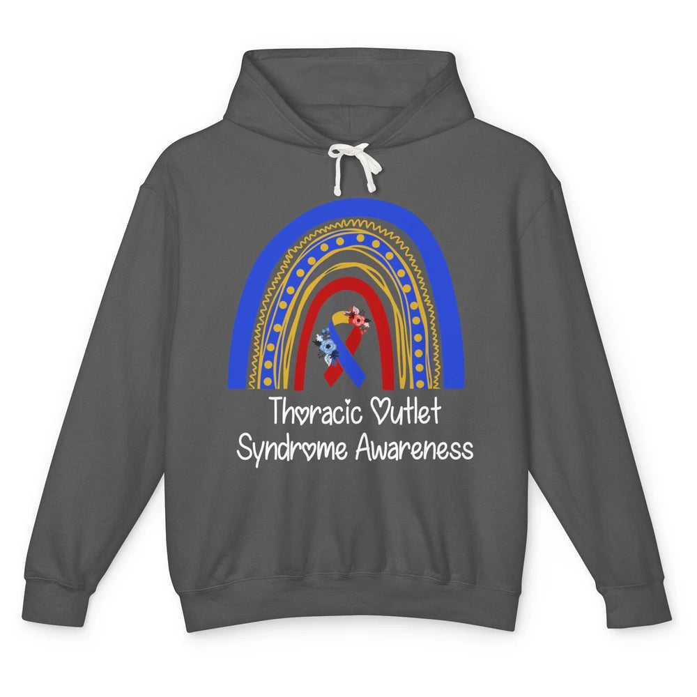 Thoracic Outlet Syndrome Awareness Floral Blue Red Rainbow Unisex Lightweight Hoodie