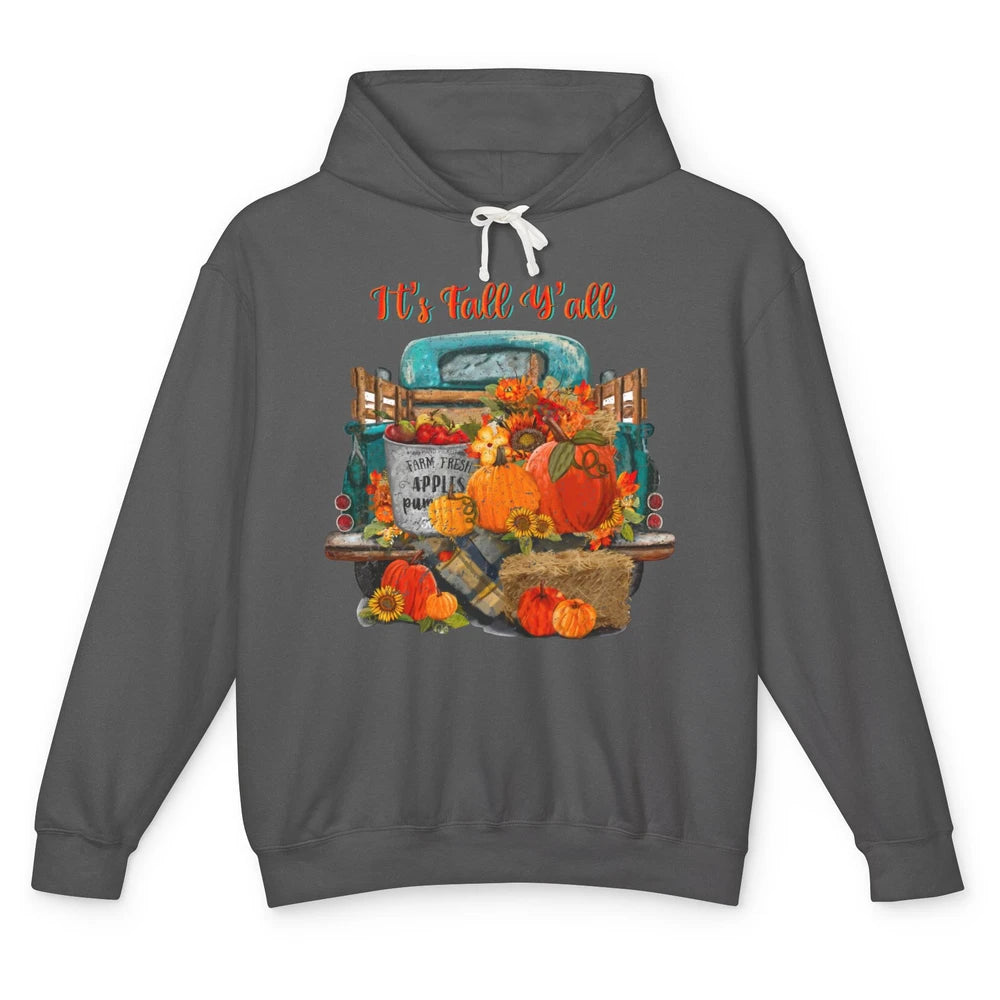 Retro Pumpkin Truck Sunflower Western Pumpkin Season Fall Unisex Lightweight Hoodie