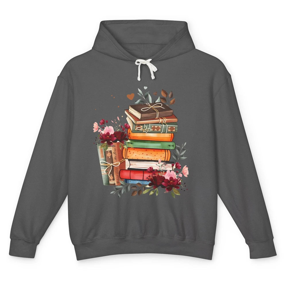 Books Floral Librarian Book Wildflower Bookworm Book Lovers Unisex Lightweight Hoodie