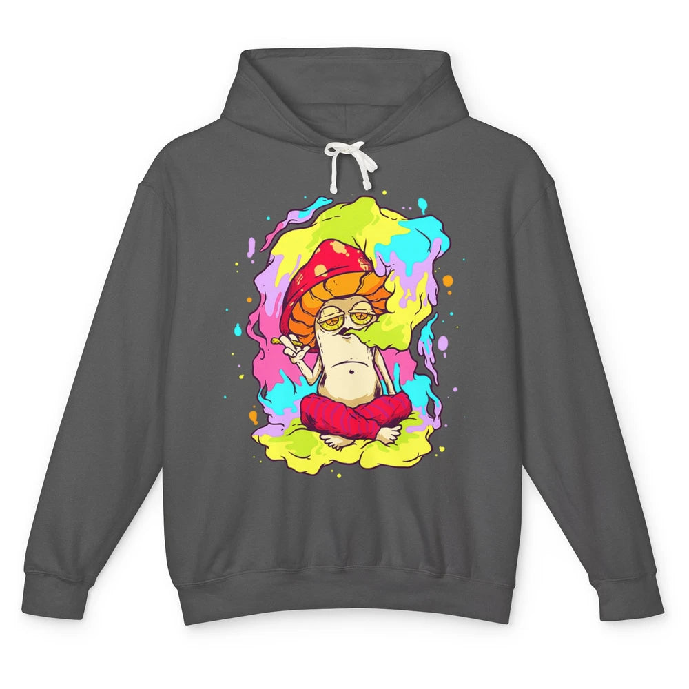 Stay Trippy Little Hippie Mushroom Cigarette Plant Retro 70s Unisex Lightweight Hoodie