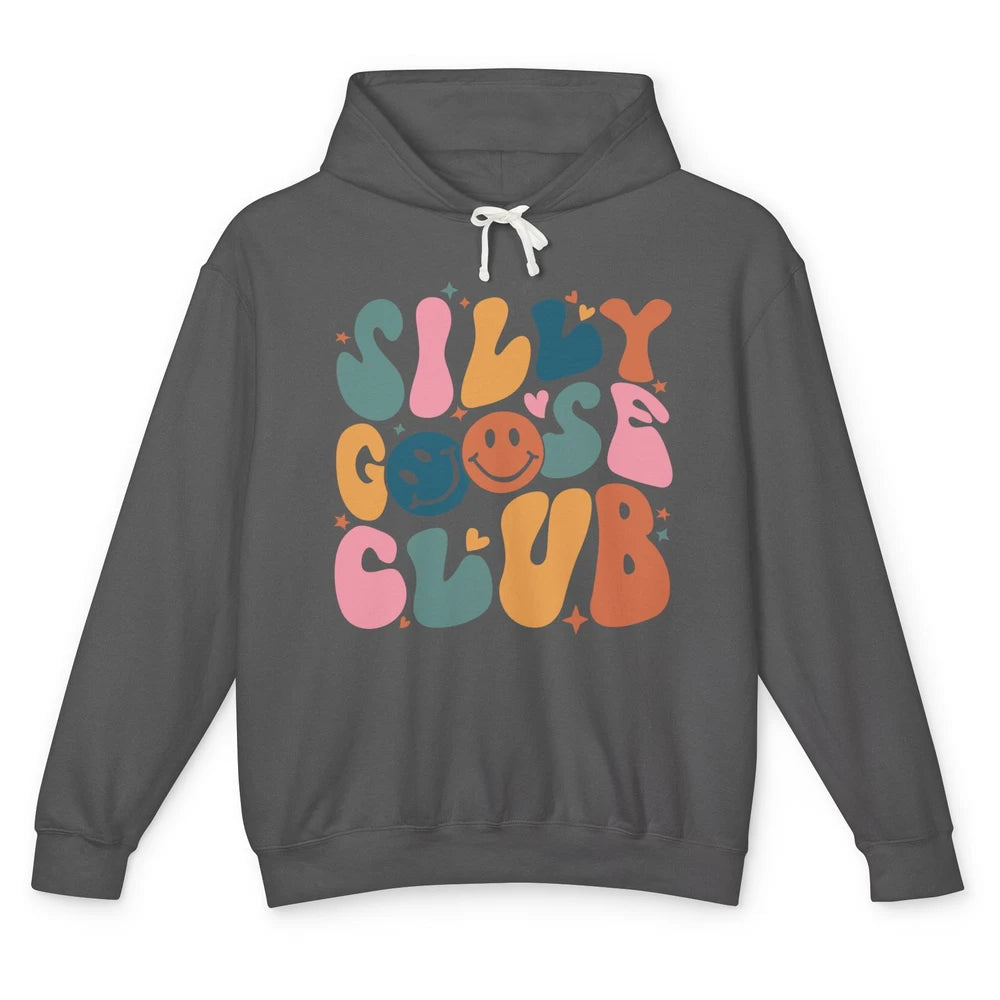 Funny Goose Silly Goose Club Retro Groovy Sarcastic Goose Unisex Lightweight Hoodie