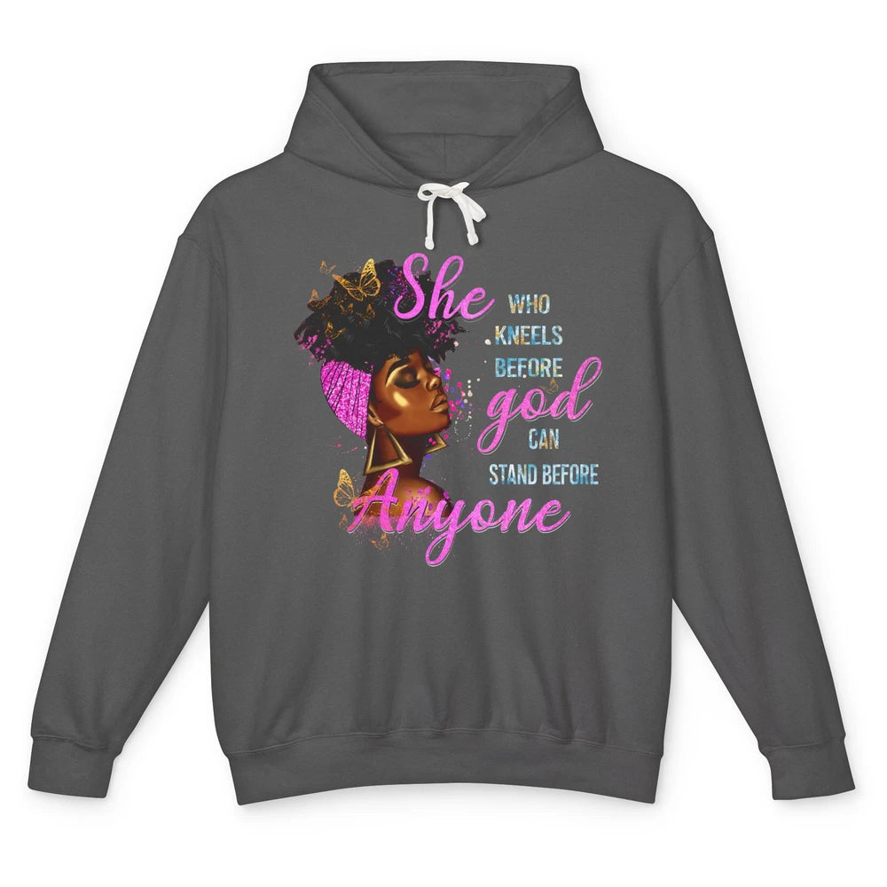 Black Girl She Who Kneels Before God Christian Afro Women Unisex Lightweight Hoodie