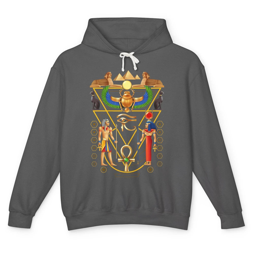 Cool Ancient Egyptian Culture Scarab Artifact Ankh Horus Eye Unisex Lightweight Hoodie