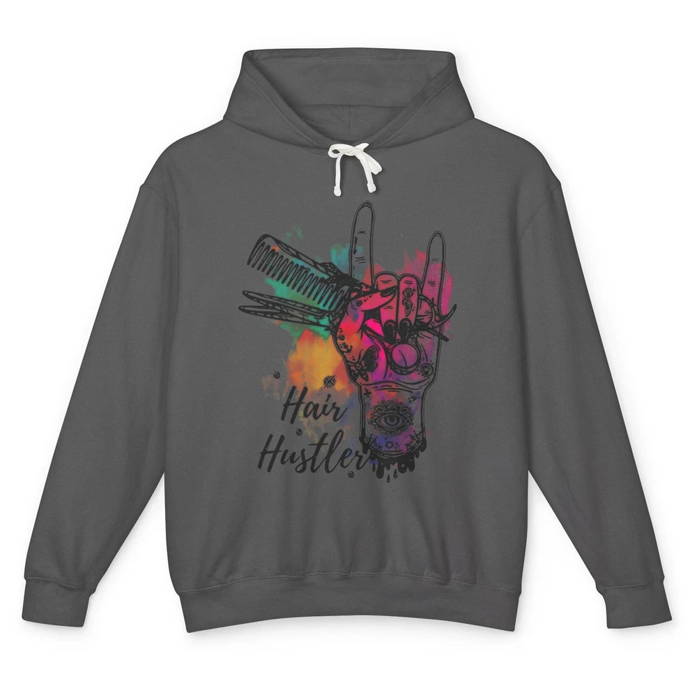 Hairstylist Hair Hustler Funny Gift for Hairdresser Unisex Lightweight Hoodie