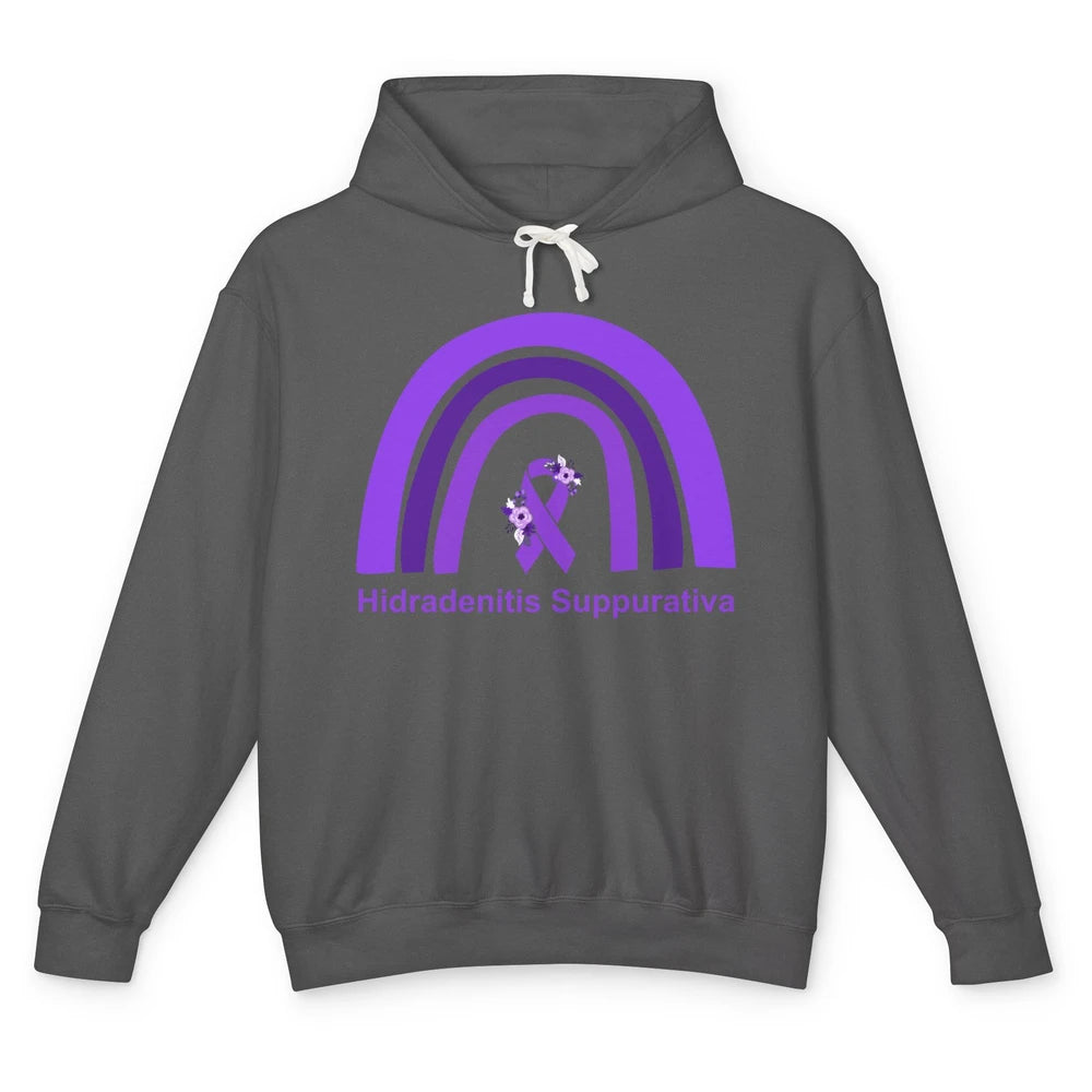 Small Fiber Neuropathy Awareness Floral Purple Rainbow Unisex Lightweight Hoodie