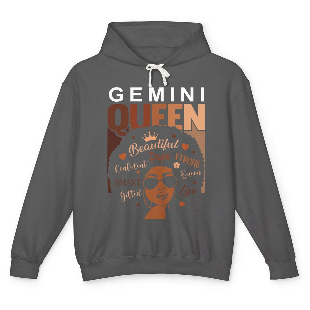 Afro Girl Melanin Gemini Queen Born in June Black Queen Gift Unisex Lightweight Hoodie