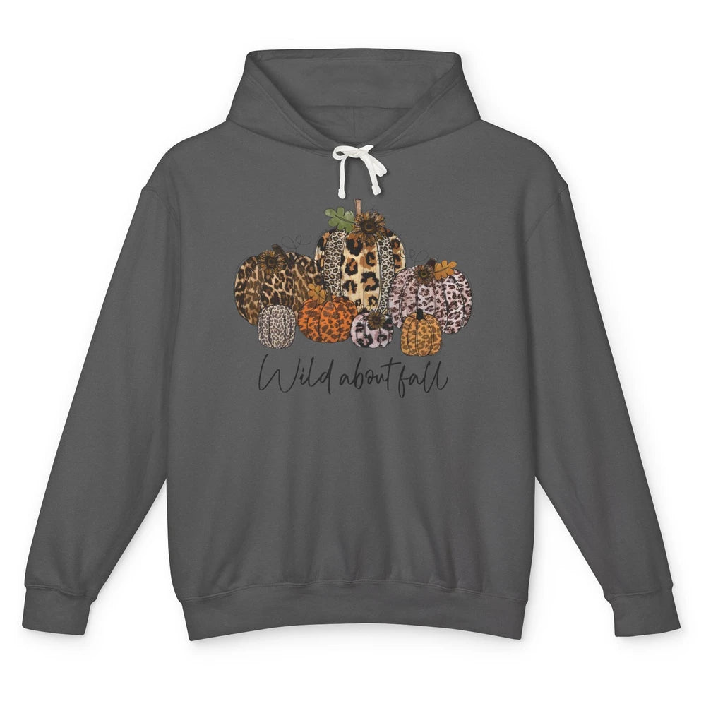 Leopard Pumpkin Patch Wild About Fall Thanksgiving Halloween Unisex Lightweight Hoodie