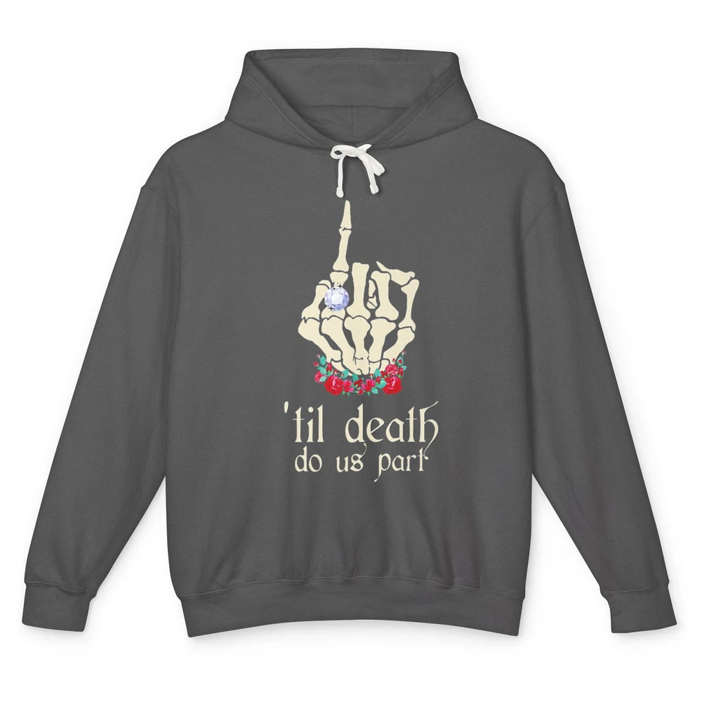 Skeleton Rose Goth Bride Wedding Engaged Ring Diamond Finger Unisex Lightweight Hoodie