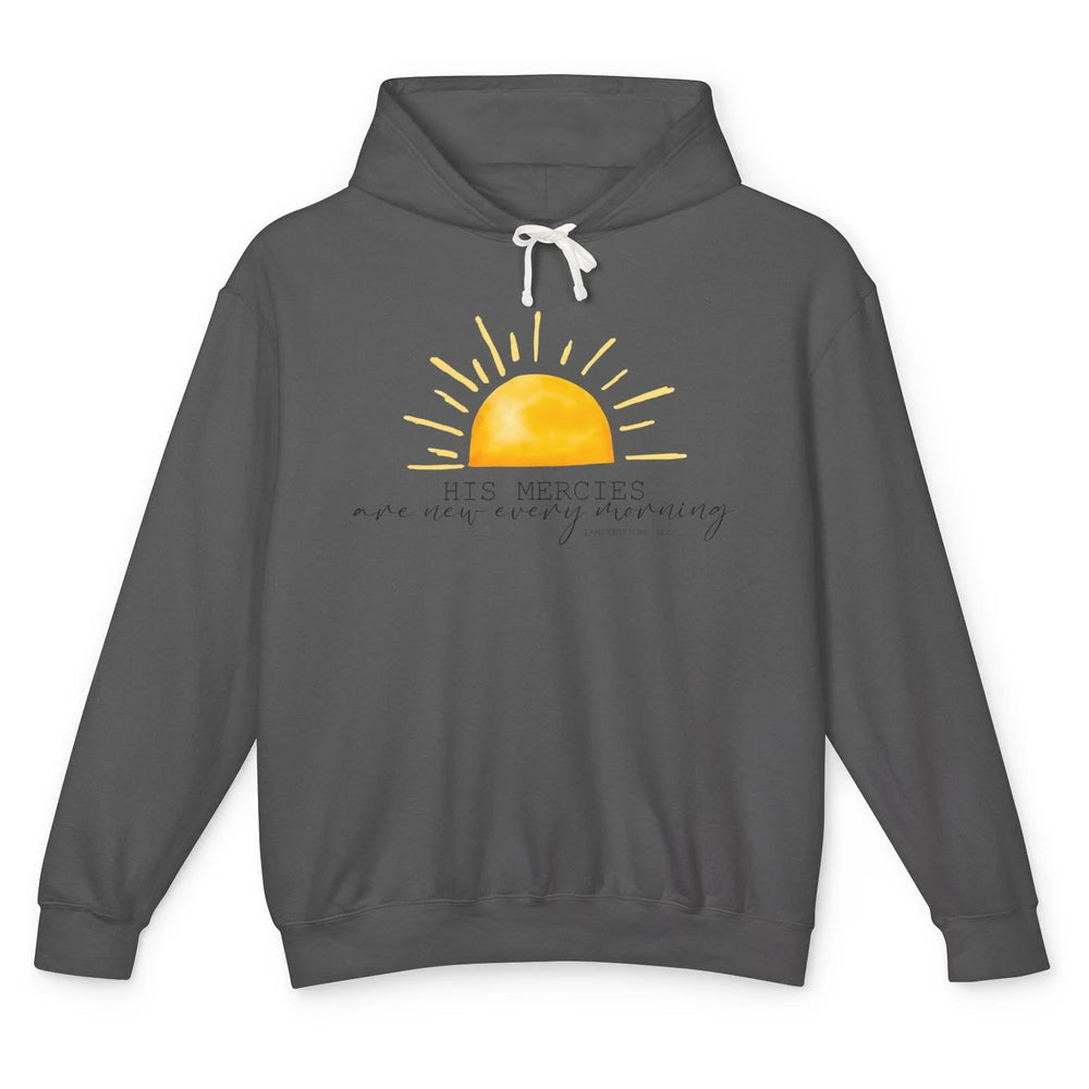 Retro Sunshine His Mercies Are New Every Morning Christian Unisex Lightweight Hoodie