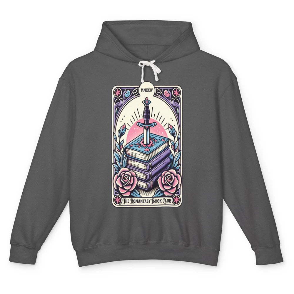 Romantasy Book Club Pastel Tarot Card Sword Floral Reading Books Bookish Bookworm Unisex Lightweight Hoodie