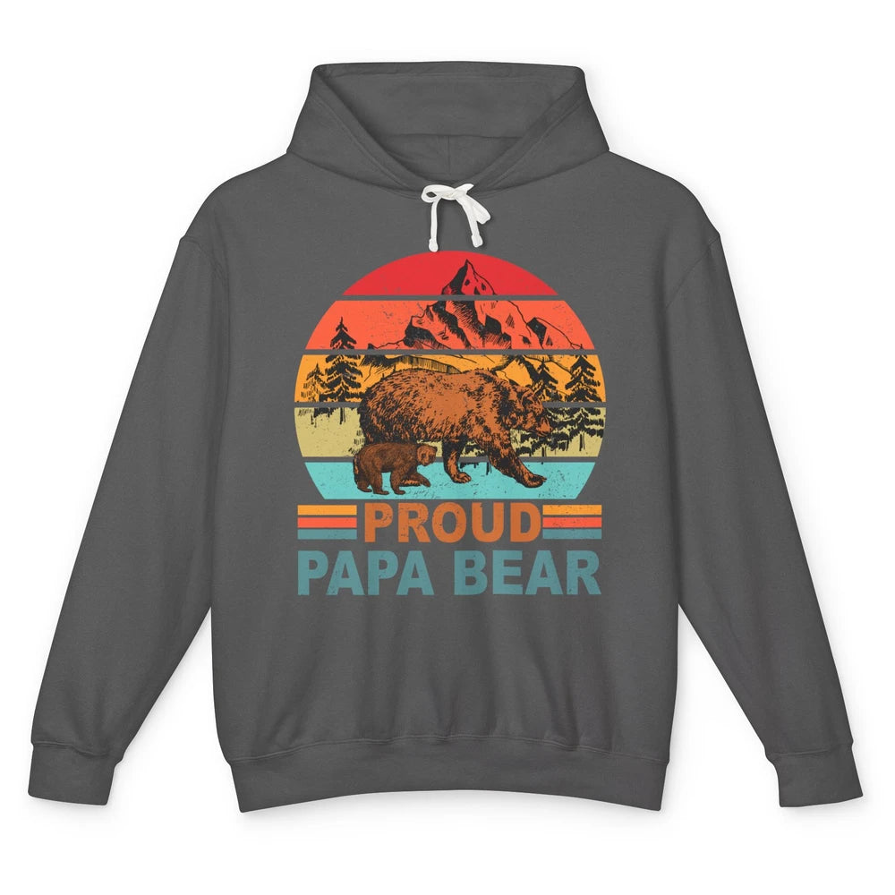 Vintage Mountain Proud Papa Bear Baby Bear Fathers Day Unisex Lightweight Hoodie