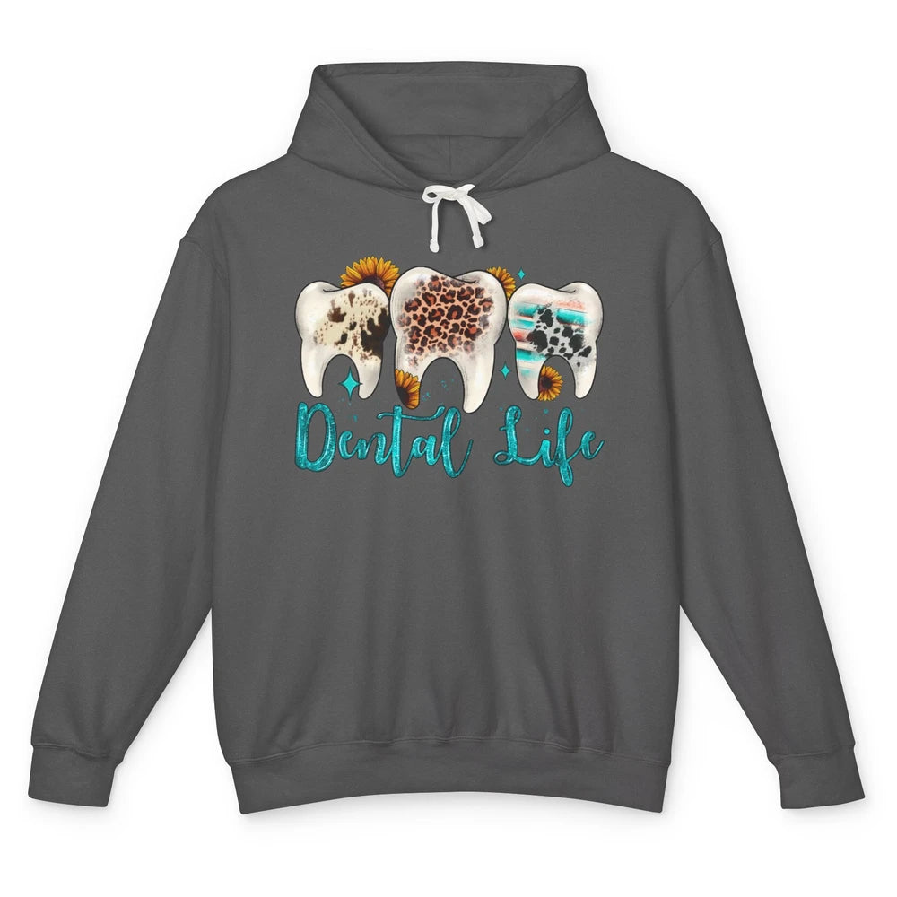 Western Dental Life Tooth Leopard Flower Dentist Hygienist Unisex Lightweight Hoodie