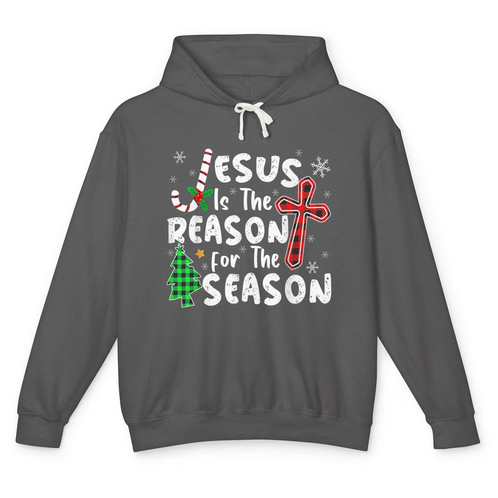 Merry Christmas Jesus The Reason For Season Xmas Cross Candy Unisex Lightweight Hoodie