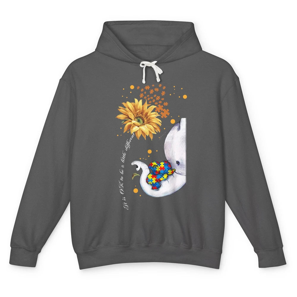 Sunflower Autism Elephant Mom It's Okay To Be Different Unisex Lightweight Hoodie