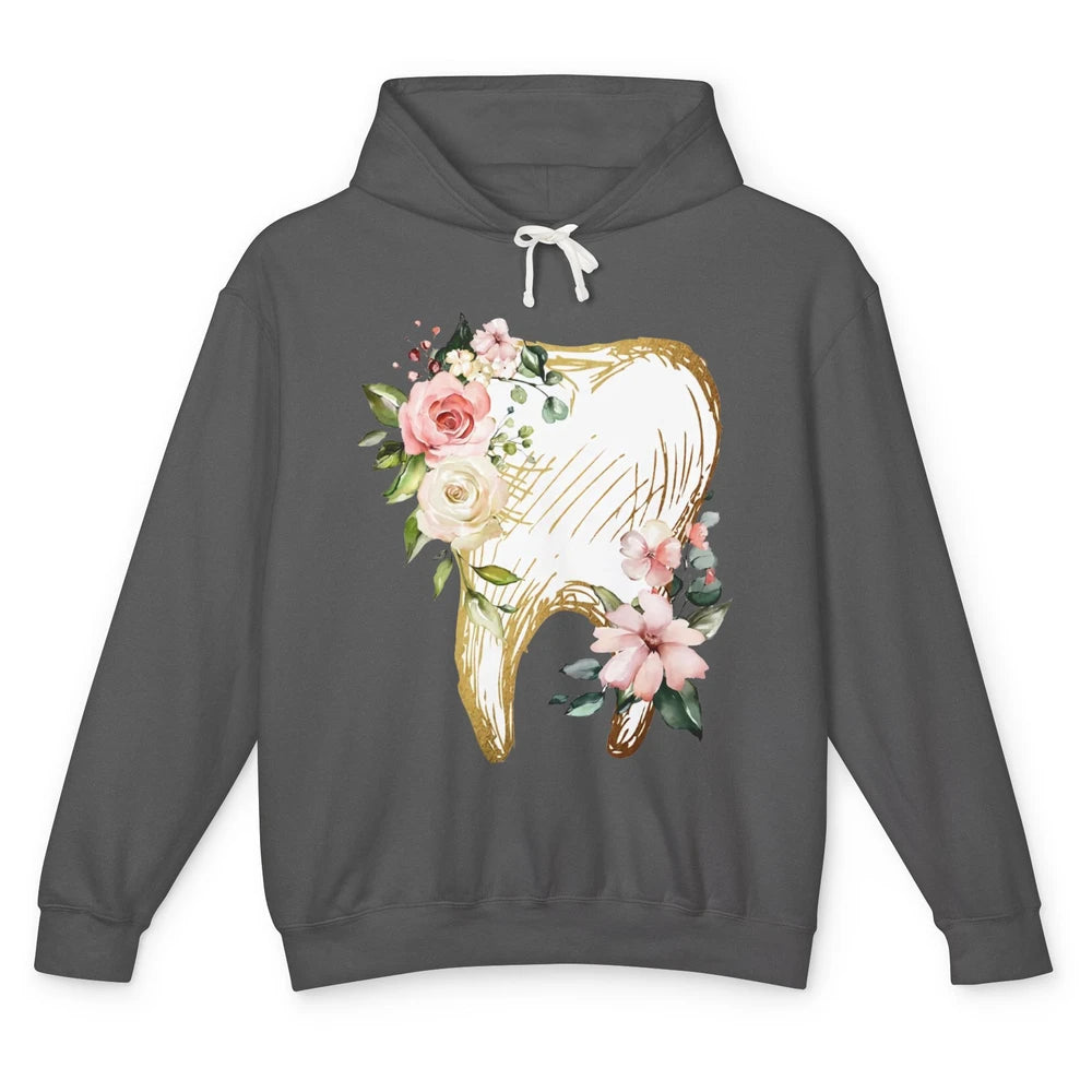 Vintage Floral Tooth Anatomy Dental Hygienist Dentist Life Unisex Lightweight Hoodie