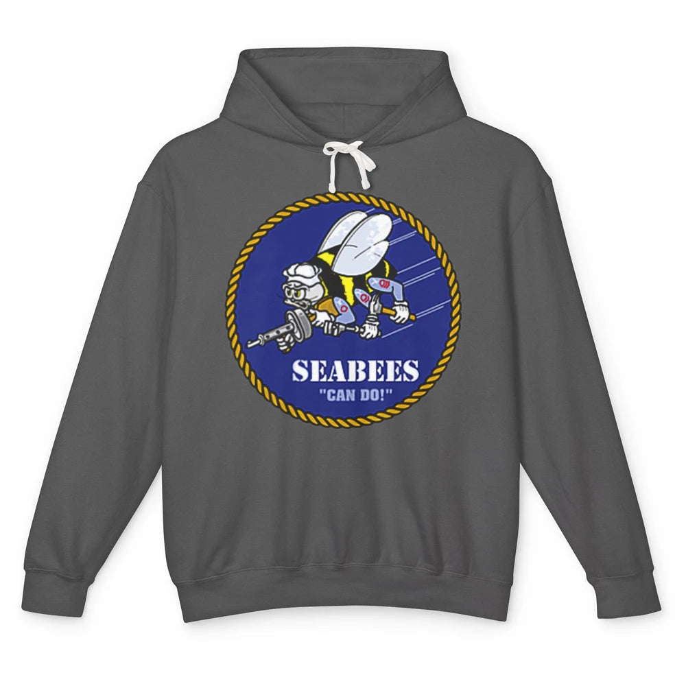 Funny Seabees Construction Battalions Bee Strong Builder Pun Unisex Lightweight Hoodie